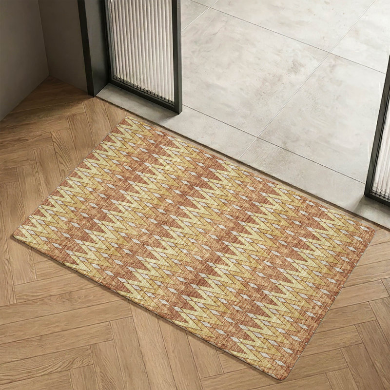 Tapis géométrique Premium lavable à la machine Villers AMF2558, Paprika, 1'8" x 2'6"