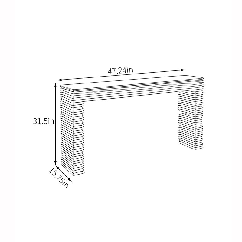 Table d'entrée multifonctionnelle en bois massif sculpté, H 31,5 po x l 47,24 po x P 15,75 po