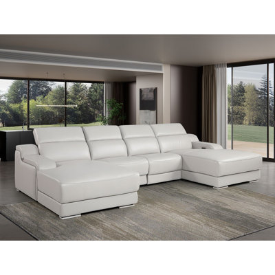 Canapé modulaire en cuir italien grainé 4 pièces Valencia avec accoudoirs réglables Valencia