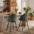 27" Upholstered Swivel Counter & Bar Stools with Large Seat, 360° Swivel Kitchen Island Chairs with Solid Wood Legs, Olive Green Chenille-1629698081