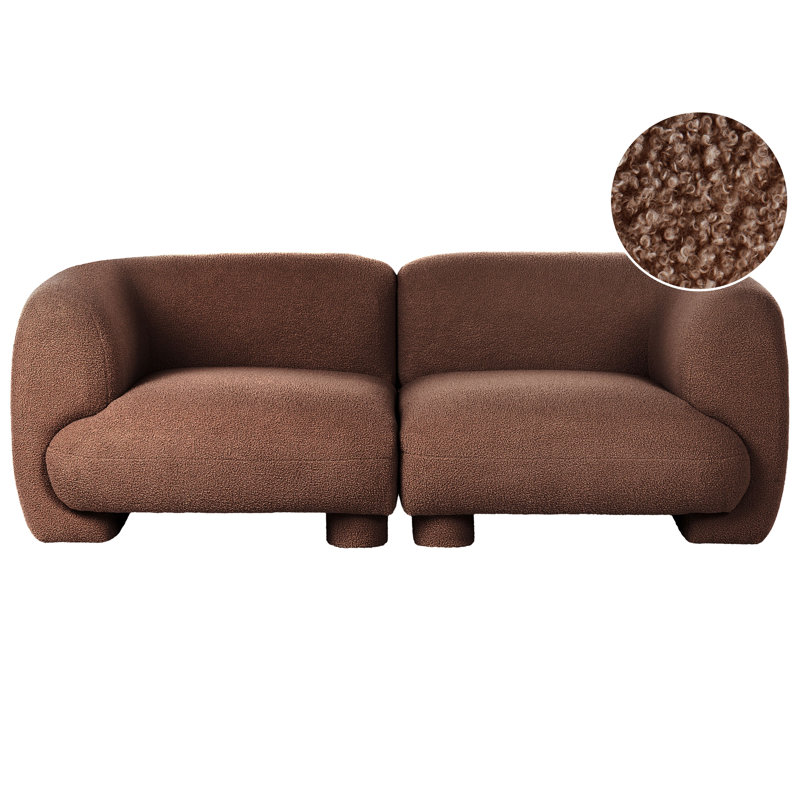 Ceonna 2 Seater Boucle Sofa, Brown Boucle, Brown
