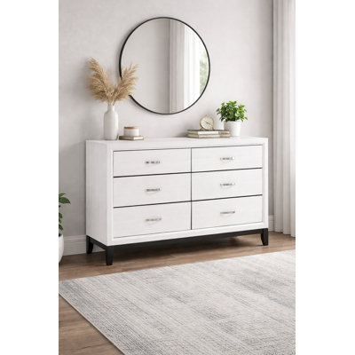 Commode blanche moderne à 6 tiroirs Hudson