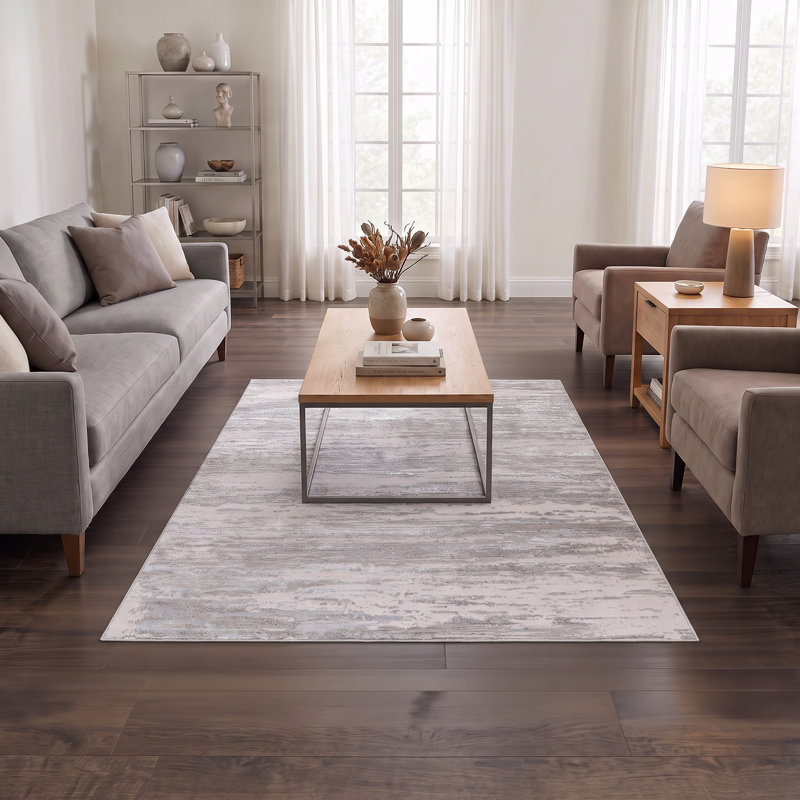 Parkwoods Collection Abstract Neutral Area Rug, Rectangle 7 pi 8 po x 10 pi 9 po