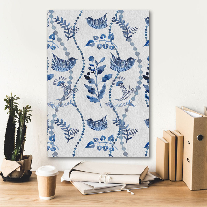 Art mural en toile Epic Graffiti «Indigo Ornament Collection E» par Chariklia Zarris, 18 po x 26 po