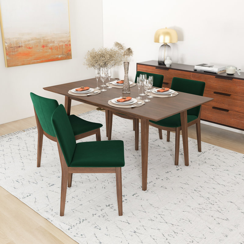 Ensemble repas pour 4 personnes Dipson, Noyer, Vert