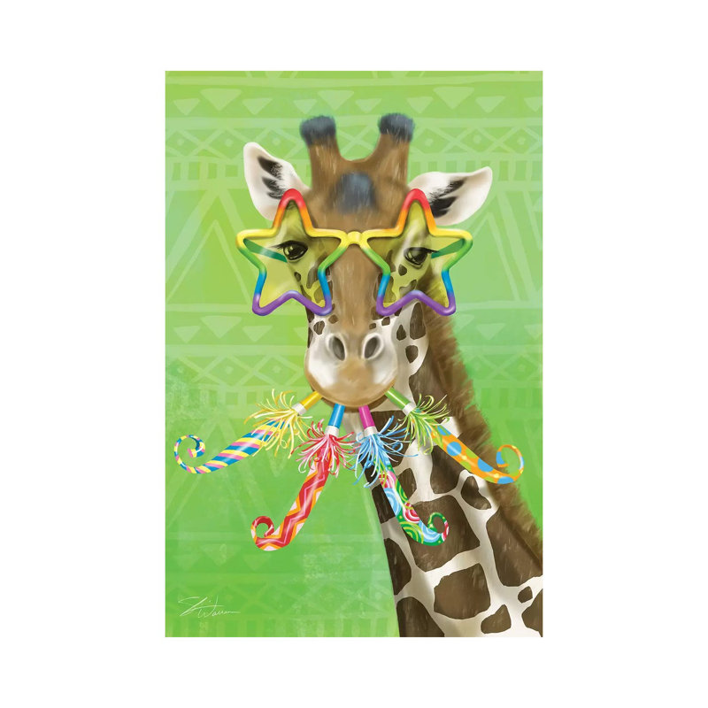 Party Safari Giraffe by Shari Warren - Painting, No Mat, 12'' H x 8'' W x 0.75'' D, Wrapped Canvas