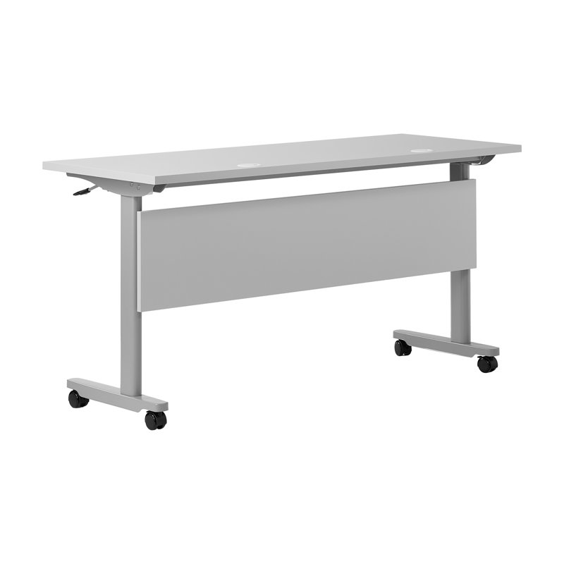 Commercial Nesting Flip Training Table With Steel Frame And T-Legs, Grey, Grey
