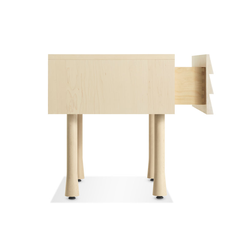 Lap 1 - Drawer Solid Wood Nightstand, Whitewashed Maple / Whitewashed Maple