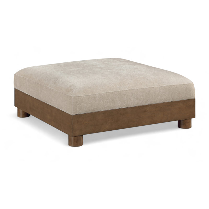 Repose-pieds modulaire en tissu Turin Chenille, Tissu chenille taupe, Brun