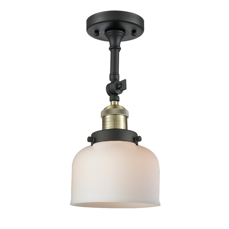 Plafonnier semi-encastré à 1 lumière Wynkoop, Cuivre antique, Boîtier blanc mat, H 13 po x l 8 po
