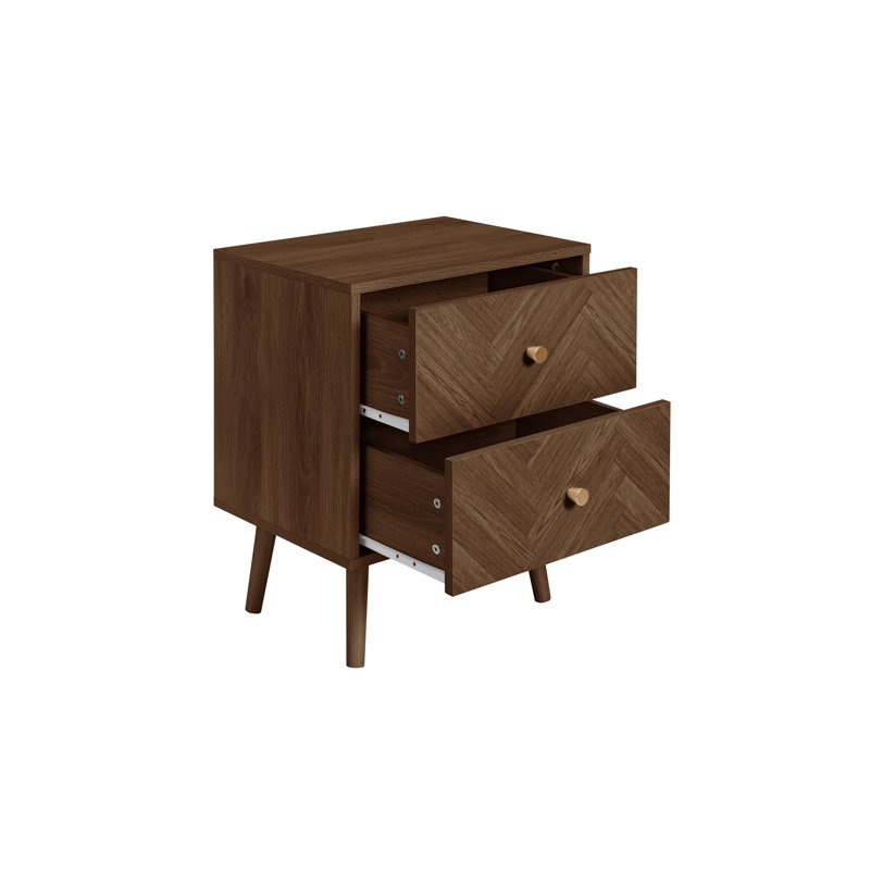 Mardell 45cm W Particle Board Bedside Table, Walnut