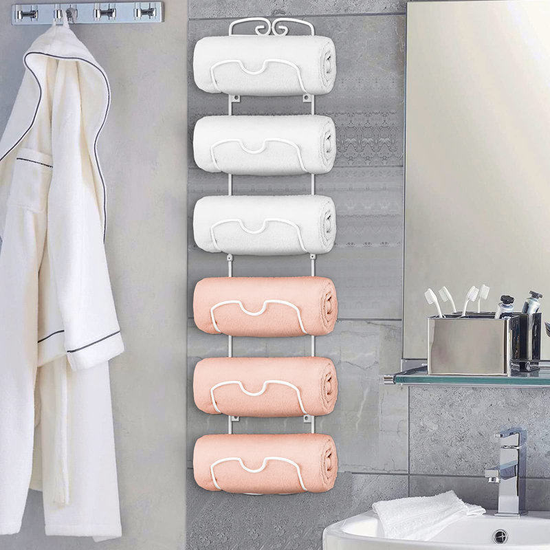 Porte-serviettes mural pour salle de bain, Blanc