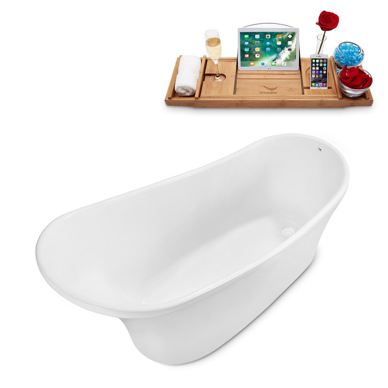 1399.5mm x 680.7mm Soaking Acrylic Bathtub, Glossy White