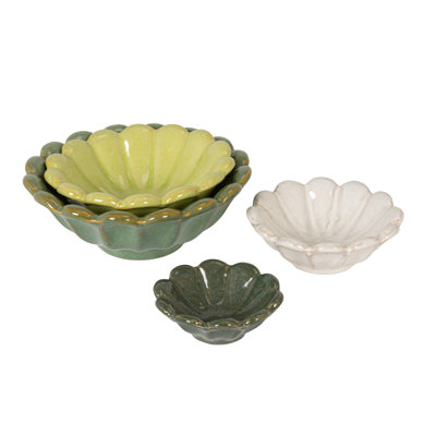 Stoneware Reactive Glaze Flower Shaped Bowl Set