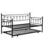 Lit de jour avec couchette en noir - Conception moderne pour améliorer l'espace, durabilité de la structure en métal, endroit de repos calme et paisible, ensemble d'assemblage facile, aucun sommier tapissier requis, peut supporter une efficacité de 250/350 lb,