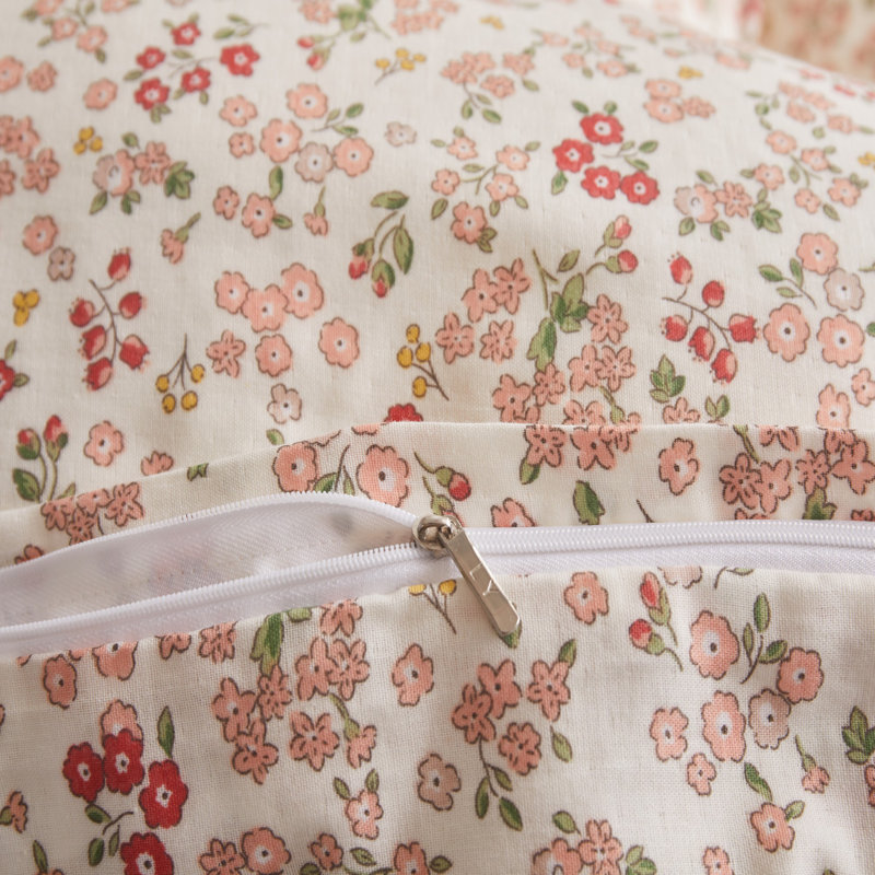 Chic 100% Cotton Flower Printed Duvet Cover Set, Twin Duvet Cover + 2 Standard Pillowcases, Floral 25