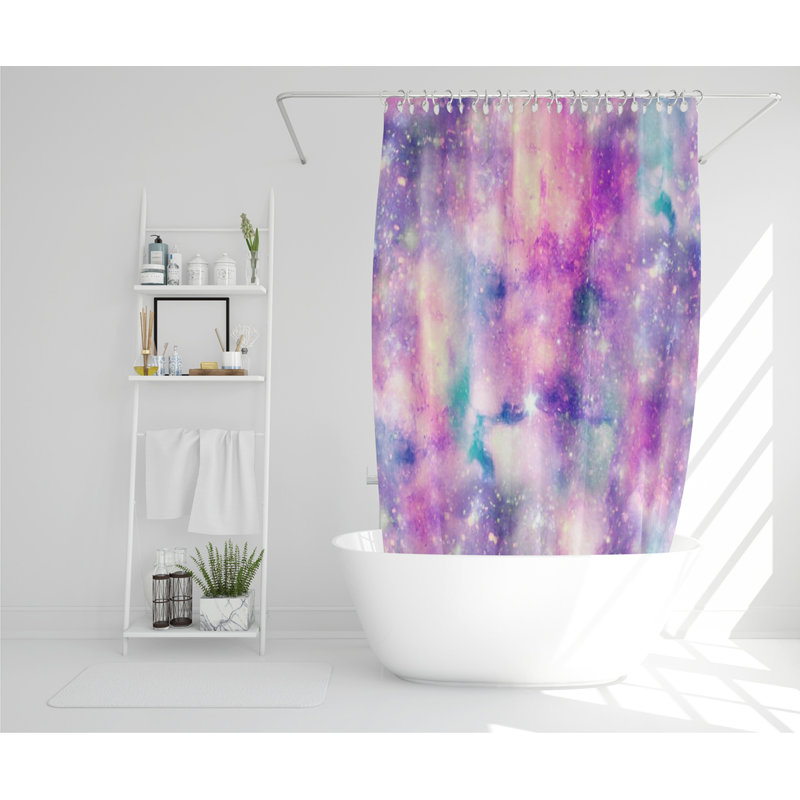 Starry Galaxy Print In Unicorn Colours Designer Shower Curtain