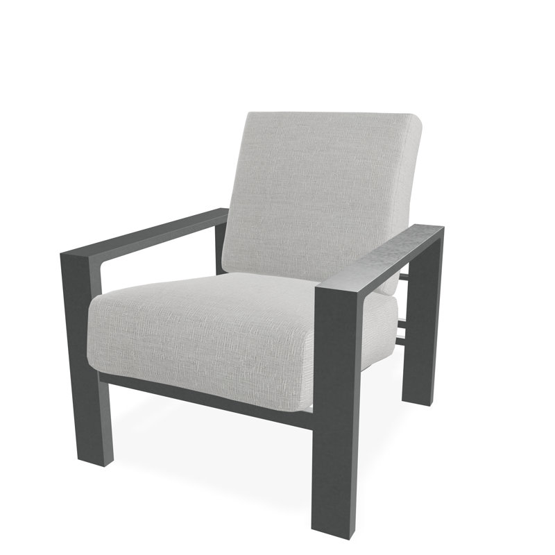 Larssen Deep Seating Cushion Arm Chair, Graphite, Grasscloth Cloud