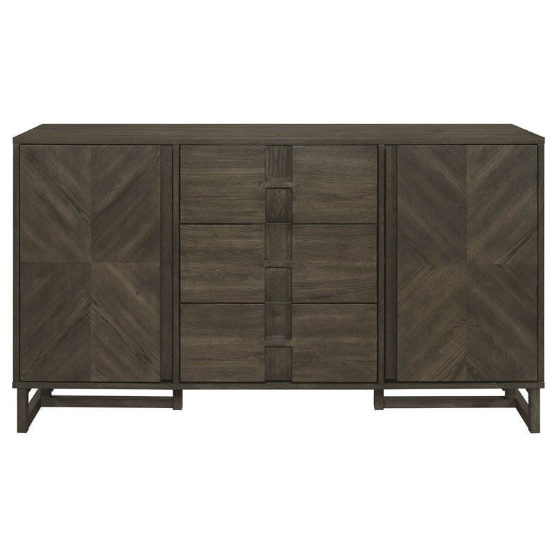 Arnetha 3-drawer Storage Dining Sideboard Buffet Dark Grey