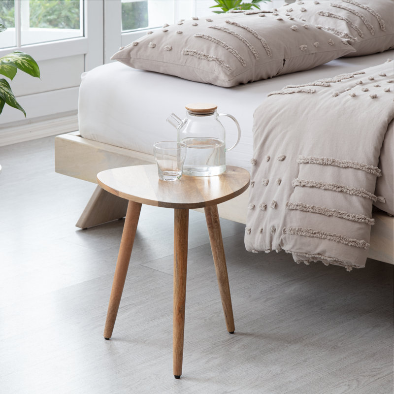 Baird Solid Wood 3-Leg End Table, Natural, 18" H x 16" W x 16" D