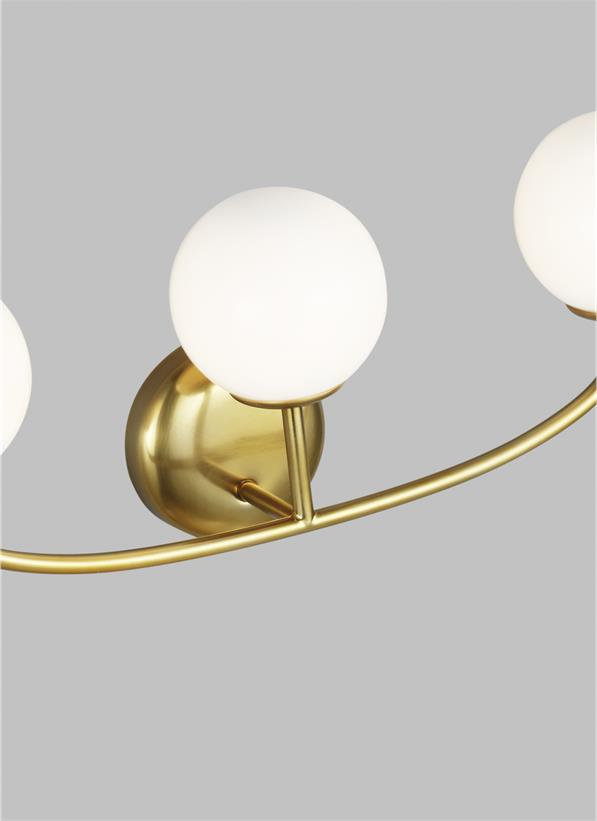 Alain 3 Light Frosted Dimmable Vanity Light, Burnished Brass