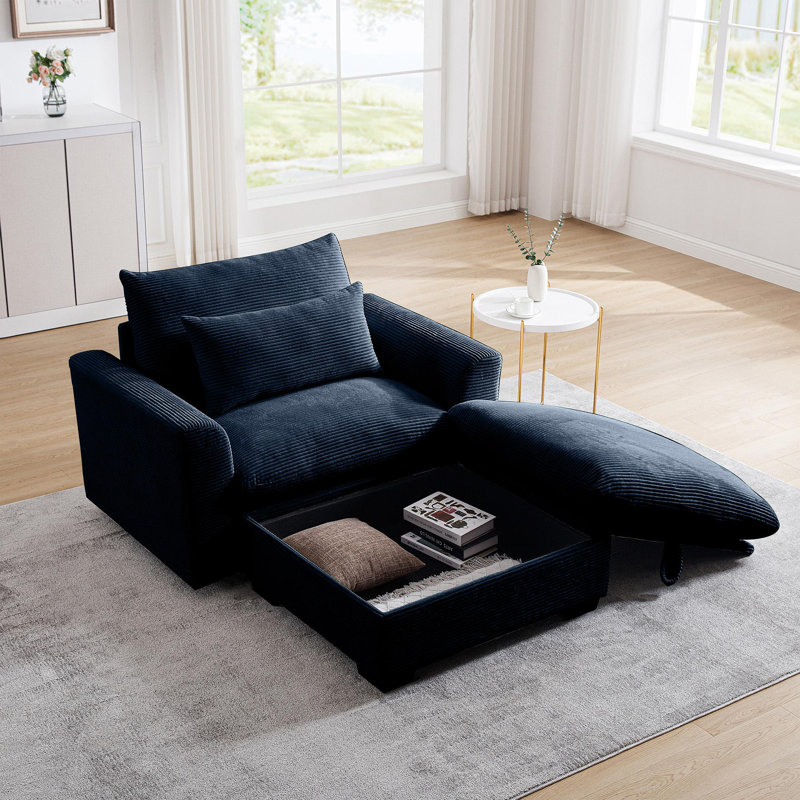 Canapé en velours côtelé Bule, canapé modulaire avec repose-pieds de rangement, canapé à siège profond pour salon / appartement / bureau moderne