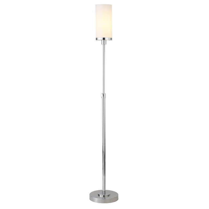 Lampe torchère sur pied 54,5 po Frieda, Nickel poli, Blanc