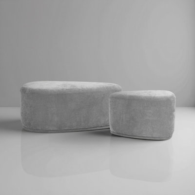 Caras Upholstered Light Gray Triangular Compression Ottoman No Assembly Required (Set of 2)