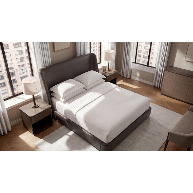 Lisbon Upholstered Wingback Bed, Queen