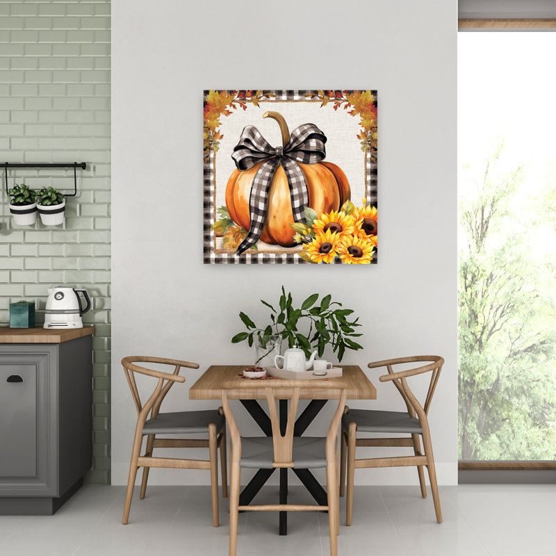 Art contemporain contemporain avec citrouille, H 32 po x l 32 po