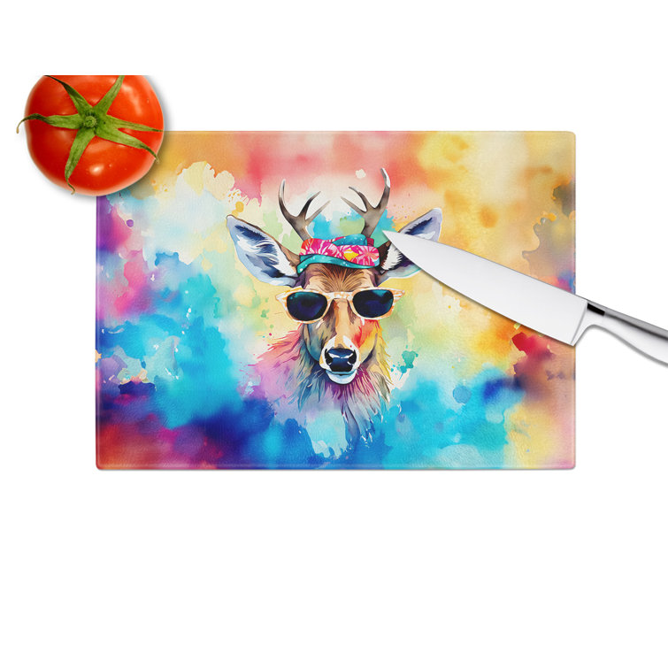 Caroline's Treasures Hippie Animal Deer Glass Cutting Board | Wayfair