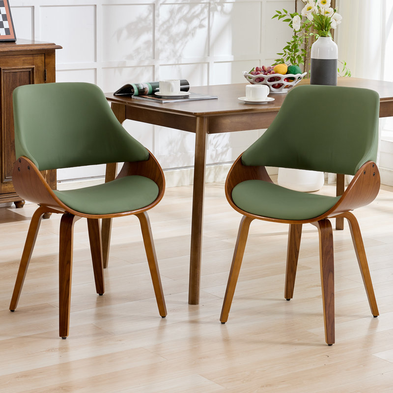 Modern Upholstered Kitchen Wood Dining Room Chairs Side Chairs, Green