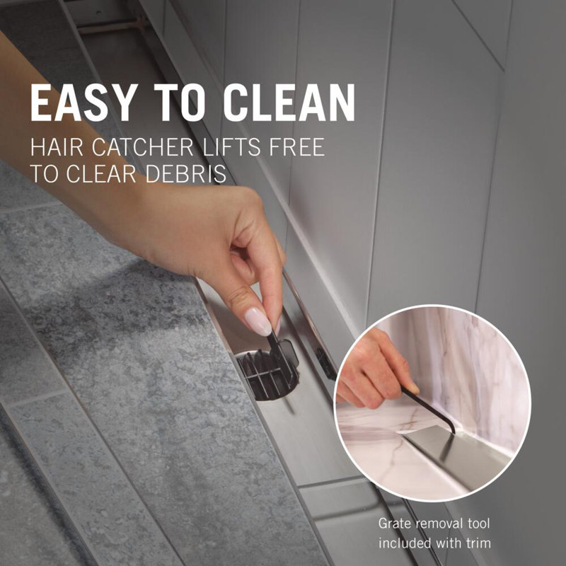 24" Reversible Linear Shower Drain Trim, Chrome