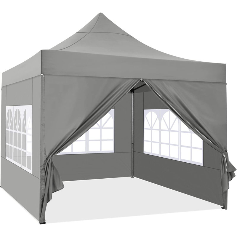 10 x 10 imperméable, stable et résistant à l'hiver avec paroi latérale et sac de sable, Gris