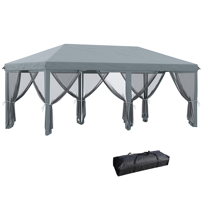 Auvent avec filet 10 pi x 20 pi Outsunny, Gris