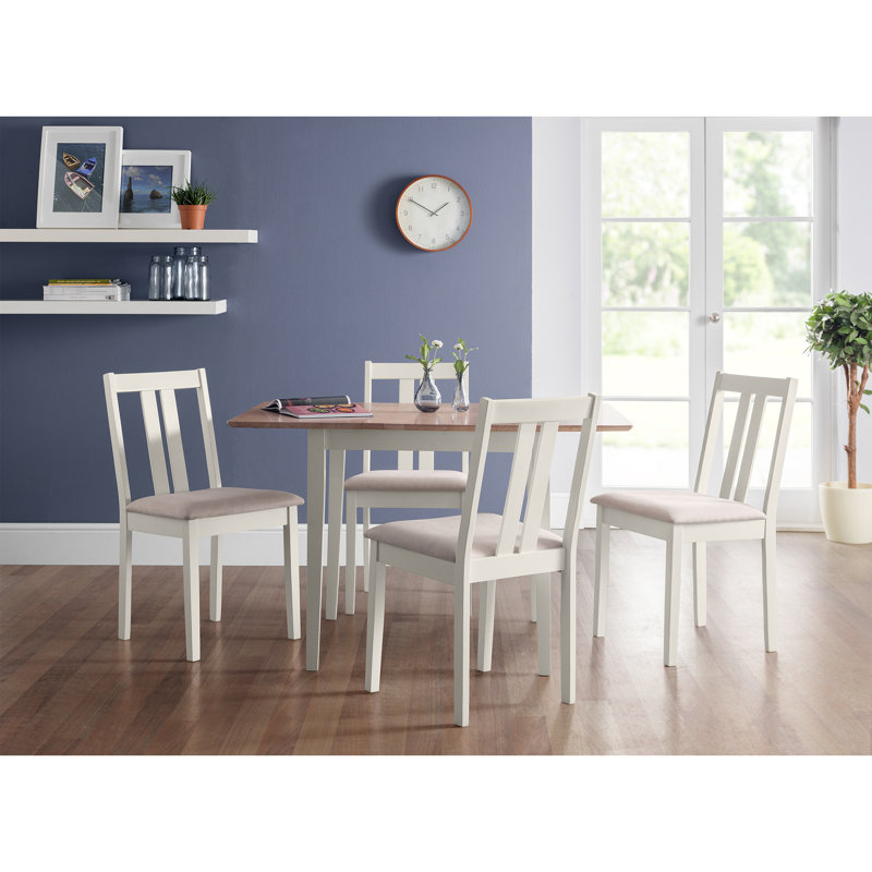 Side chair Set Brookvale of Solid Wood, Ivory, White