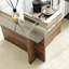 Table basse moderne avec plateau 100% verre trempé, couleur noyer, 41,3 po x 15,7 po x 25,6 po | Cadre en panneau de particules enduit de mélamine durable à 100%, élégant et élégant pour le salon et la décoration de salon