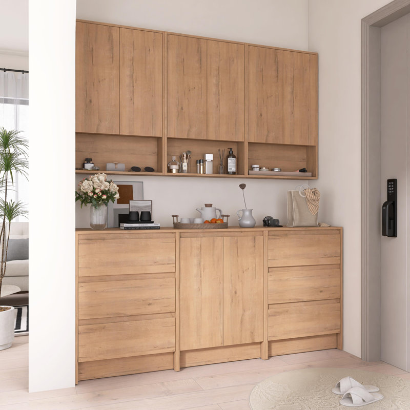 72 Inch Plywood Accent Cabinet with Soft-Close Doors & Drawers, Adjustable Shelves