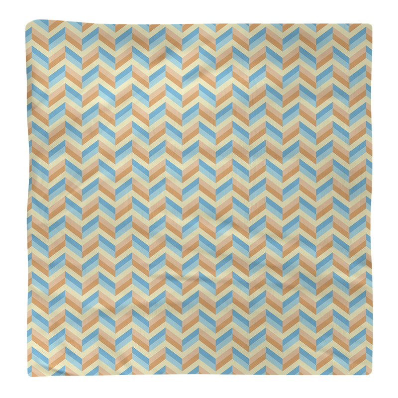 Serviette en coton chevron, 0,1 po x 10 po x 10 po, Bleu / Orange, Sergé de coton