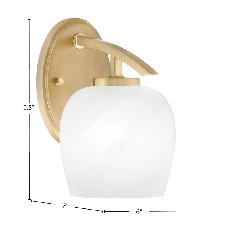 Kurve Downlight Wall Sconce Shown In Graphite Finish With 6" Onyx Swirl Glass
