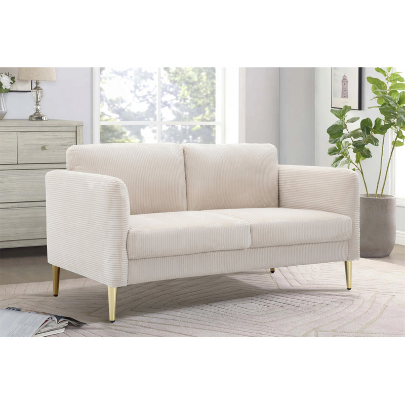 Causeuse moderne 60,63 de large, canapé Mid-Century élégant et compact pour les petits espaces, Beige Polyester