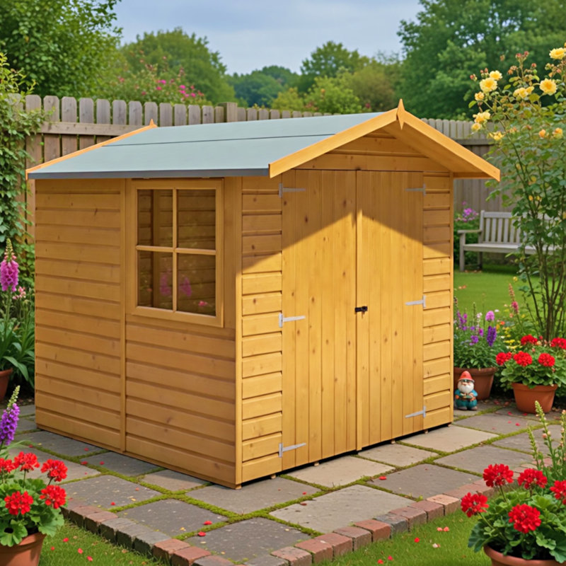Alderney 7 Ft. W x 7 Ft. D Shiplap Apex Wooden Shed, Yes, Dip Treated