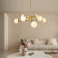 Lustre moderne à 8 lumières en or avec une branche de style Mid-Century