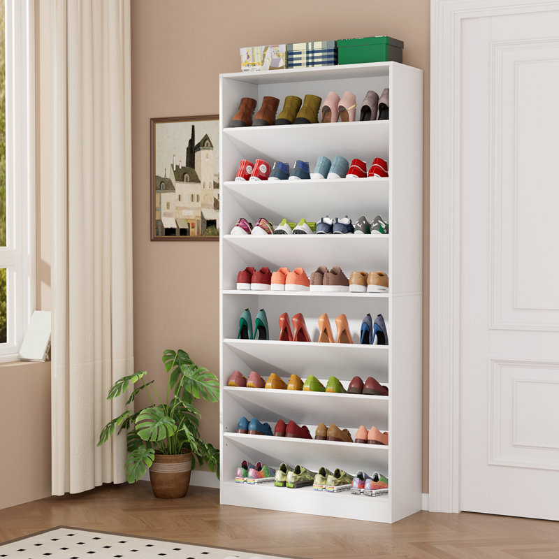 Armoire Almaguer pour 40 paires, étagère à chaussures haute avec tablettes ouvertes