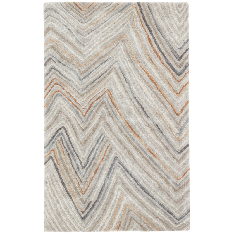 Gagetown Hand Tufted Viscose Chevron Indoor Rug, Rectangle 5' x 8'