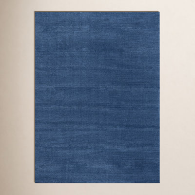Crowe Dark Blue Hand-Woven Wool Rug