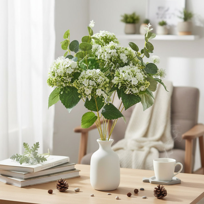 Fluffy Fluffy Fluffy, paquet de 2 tiges de Viburnum artificielles, Blanc