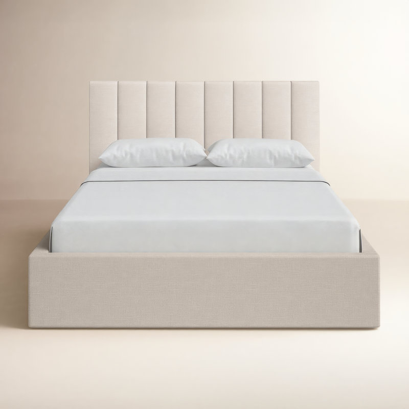 Delmar Upholstered Platform Bed, Queen, Oat