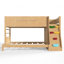 Lit superposé simple au dessus d'un lit simple avec garde-robe et espaces de rangement intégrés, lit superposé en bois massif avec garde-corps, escalade enfantine et lattes améliorées-133238996