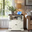 August Grove Farmhouse Nightstand With Charging Station, 24” Large End Table With Barn Doors
